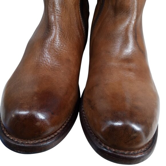 Bed Stu Newark Riding Mid Calf Brown Leather Boots Size 9 Lace Up Western Moto - Picture 3 of 16
